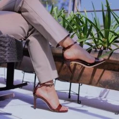 CLAUDINE 85 - Cafe Regina Romero Zapato Sandalia Zapatilla Tacon Alto Para Dama En Piel -Reginaromero Tienda de ventas Regina Romero Zapatilla Sandalia Claudina Lizard Cafe 7