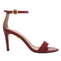 CLAUDINE 85 - Rojo Regina Romero Zapato Sandalia Zapatilla Tacon Alto Para Dama En Piel