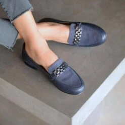 CARINA - Marino Regina Romero Zapato Mocasin De Piso Para Dama En Piel -Reginaromero Tienda de ventas Regina Romero Zapato Mocasin Carina Piel Marino 7