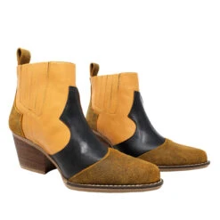 MADDIE 60 Edicion Limitada - Negro Y Miel Regina Romero Zapato Bota Botin Tacon Bajo Para Dama En Piel -Reginaromero Tienda de ventas Regina Romero Bota Botin Maddie Piel Negro Miel 6 21bca674 b3a9 4790 a692 86cfc24a7f56