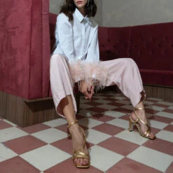 PIA 100 - Oro Regina Romero Zapato Sandalia Zapatilla Tacon Alto Para Dama En Piel -Reginaromero Tienda de ventas Regina Romero Zapatilla Sandalia Pia Piel Oro 7