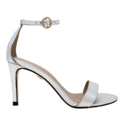 CLAUDINE 85 - Plata Regina Romero Zapato Sandalia Zapatilla Tacon Alto Para Dama En Piel