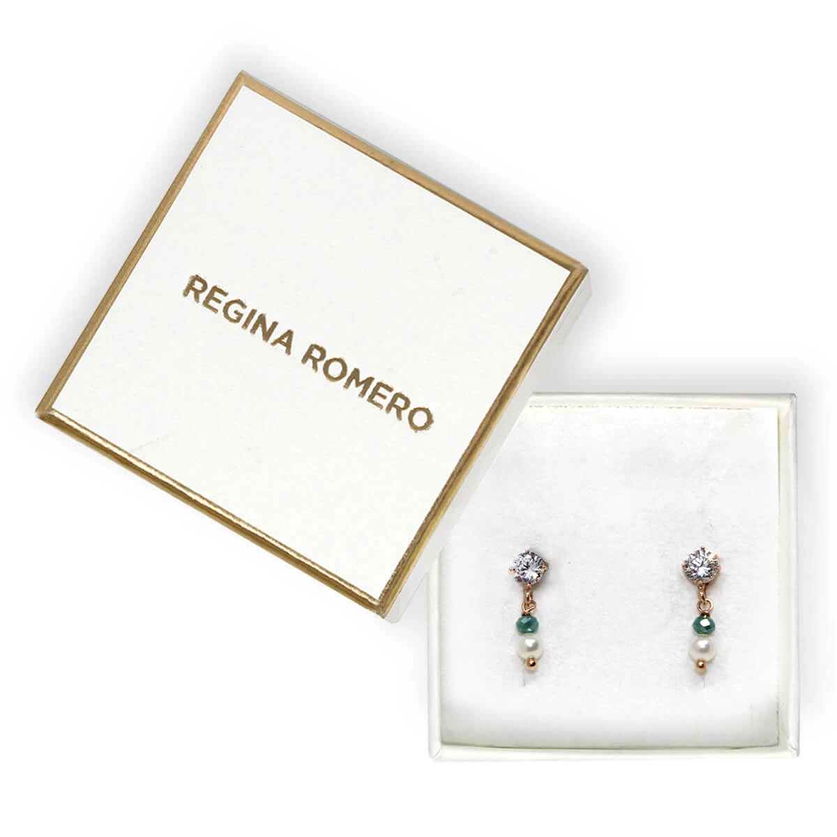 ARETES TAORMINA - Verde Esmeralda Y Plateado Regina RomeroArete Para Dama 4 ARETES TAORMINA - Verde Esmeralda Y Plateado Regina RomeroArete Para Dama - Imagen 4