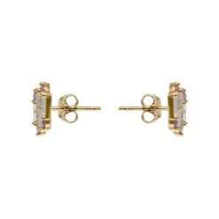 ARETES VARSOVIA - Lila Y Oro Claro Regina RomeroArete Para Dama -Reginaromero Tienda de ventas Regina Romero accesorios aretes Varsovia cristal lila claro oro claro 4