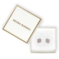 ARETES VARSOVIA - Lila Y Oro Claro Regina RomeroArete Para Dama -Reginaromero Tienda de ventas Regina Romero accesorios aretes Varsovia cristal lila claro oro claro 5