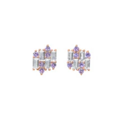 ARETES VARSOVIA - Lila Y Oro Rosado Regina RomeroArete Para Dama