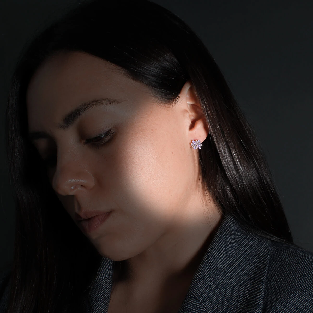 ARETES VARSOVIA - Lila Y Oro Rosado Regina RomeroArete Para Dama - Imagen 3