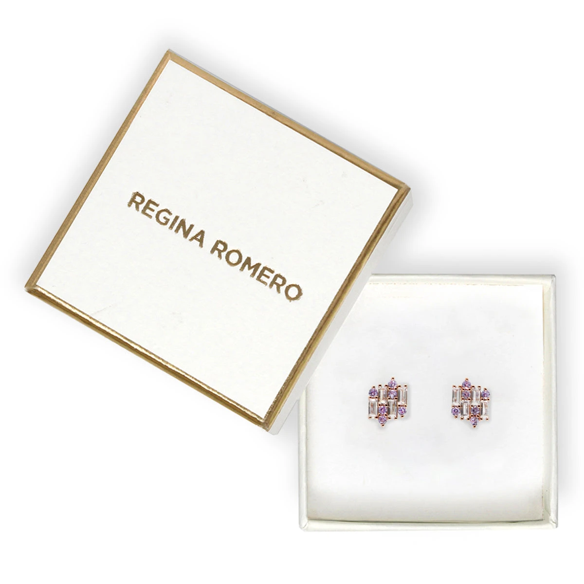 ARETES VARSOVIA - Lila Y Oro Rosado Regina RomeroArete Para Dama - Imagen 4