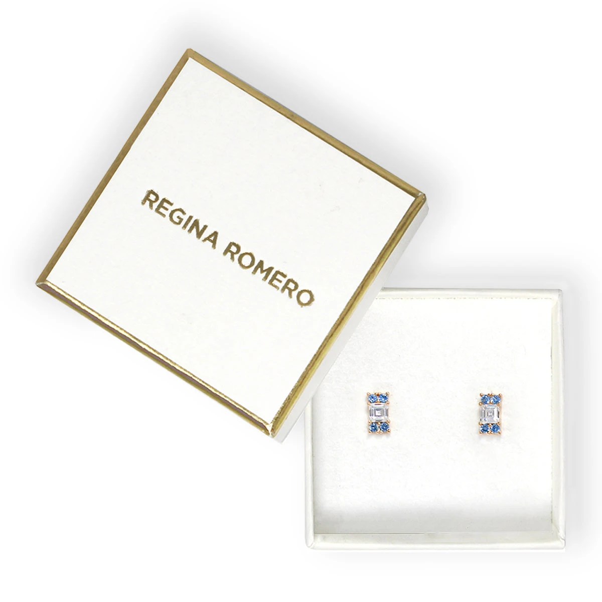 CORDOBA - Color Zafiro Marino Y Oro Rosado Regina RomeroArete Para Dama 4 CORDOBA - Color Zafiro Marino Y Oro Rosado Regina RomeroArete Para Dama - Imagen 4