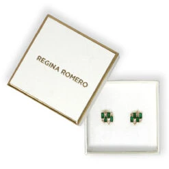 ARETES VARSOVIA - Verde Esmeralda Y Dorado Regina RomeroArete Para Dama 9 ARETES VARSOVIA - Verde Esmeralda Y Dorado Regina RomeroArete Para Dama -Reginaromero Tienda de ventas Regina Romero aretes Varsovia oro cristal esmeralda 3