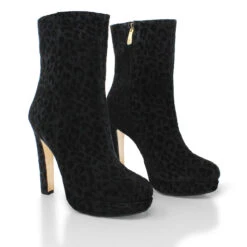 ALIX 120 - Negro Print Regina Romero Zapato Bota Botin Plataforma Tacon Alto Para Dama En Piel -Reginaromero Tienda de ventas Regina Romero bota botin Alix ante negro print 2