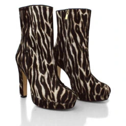 ALIX 120 - Cafe Print Regina Romero Zapato Bota Botin Plataforma Tacon Alto Para Dama En Piel -Reginaromero Tienda de ventas Regina Romero bota botin Alix print cafe piel 2