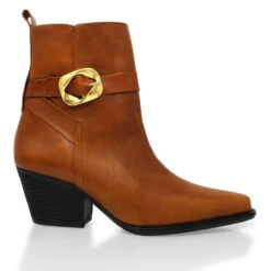 AUSTIN 60 - Avellana Regina Romero Zapato Bota Botin Tacon Bajo Para Dama En Piel