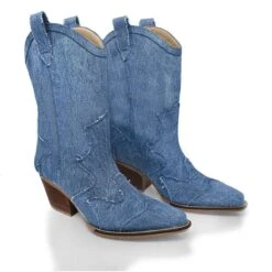 BAILEY 60 - Denim Regina Romero Zapato Bota Botin Tacon Bajo Para Dama -Reginaromero Tienda de ventas Regina Romero bota botin Bailey mezclilla denim 2