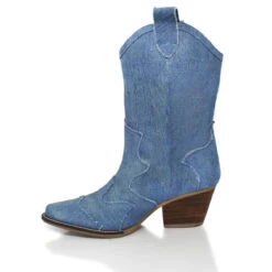 BAILEY 60 - Denim Regina Romero Zapato Bota Botin Tacon Bajo Para Dama -Reginaromero Tienda de ventas Regina Romero bota botin Bailey mezclilla denim 4