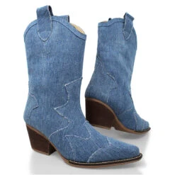 BAILEY 60 - Denim Regina Romero Zapato Bota Botin Tacon Bajo Para Dama -Reginaromero Tienda de ventas Regina Romero bota botin Bailey mezclilla denim 7