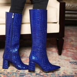 BROOKLYN 75 - Charol Azul Rey Regina Romero Zapato Bota Larga Tacon Alto Para Dama En Piel 10 BROOKLYN 75 - Charol Azul Rey Regina Romero Zapato Bota Larga Tacon Alto Para Dama En Piel -Reginaromero Tienda de ventas Regina Romero bota botin Brooklyn croco charol azul 8