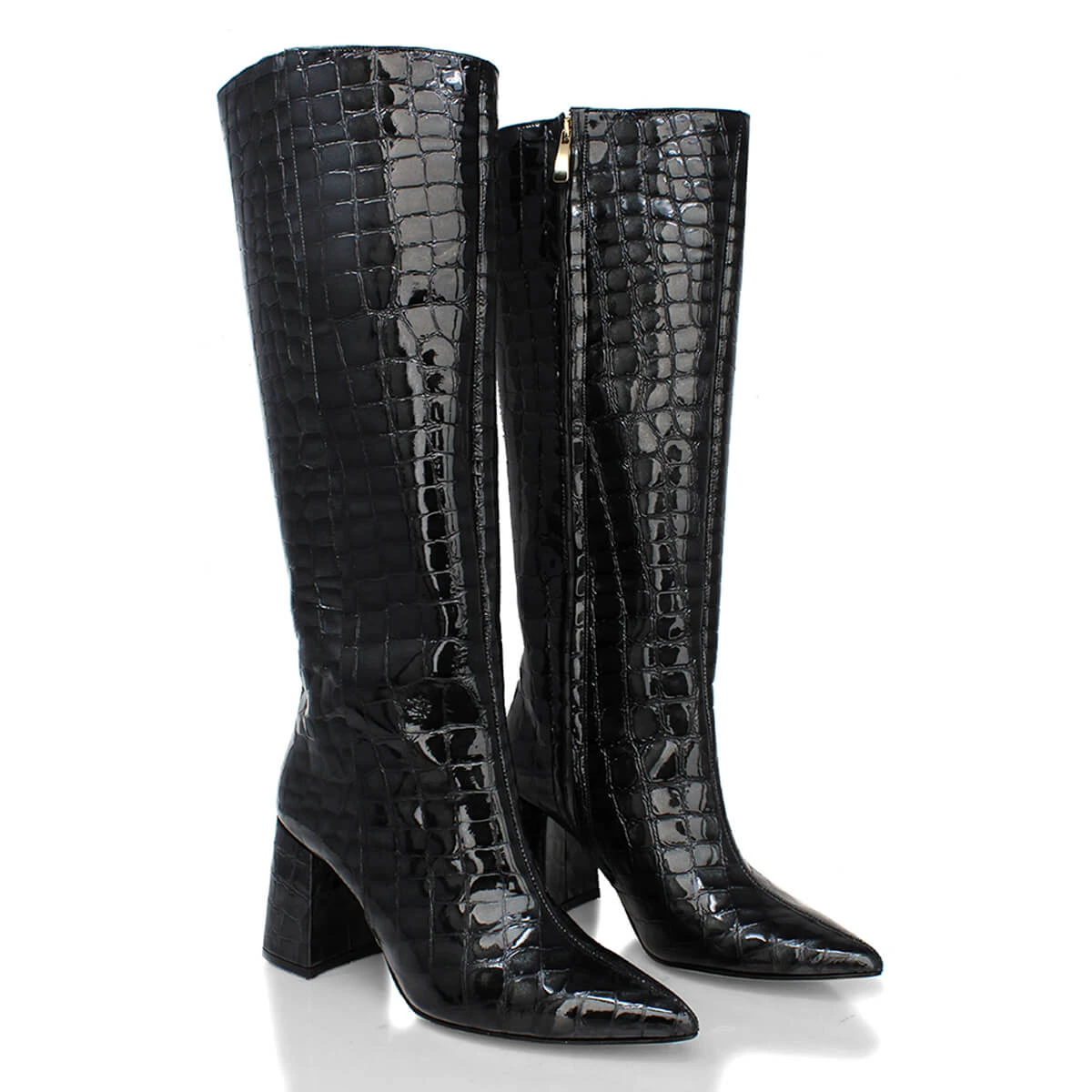 BROOKLYN 75 - Charol Negro Regina Romero Zapato Bota Larga Tacon Alto Para Dama En Piel 6 BROOKLYN 75 - Charol Negro Regina Romero Zapato Bota Larga Tacon Alto Para Dama En Piel - Imagen 6