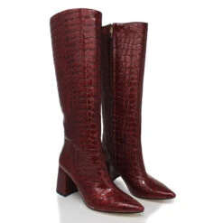 BROOKLYN 75 - Charol Vino Regina Romero Zapato Bota Larga Tacon Alto Para Dama En Piel -Reginaromero Tienda de ventas Regina Romero bota botin Brooklyn vino charol 2