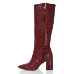 BROOKLYN 75 - Charol Vino Regina Romero Zapato Bota Larga Tacon Alto Para Dama En Piel -Reginaromero Tienda de ventas Regina Romero bota botin Brooklyn vino charol 4