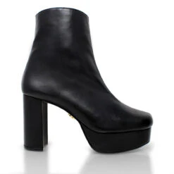 ELSY 95 - Negro Regina Romero Zapato Bota Botin Plataforma Tacon Alto Para Dama En Piel