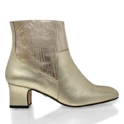 JENNIFER 45 - Oro Regina Romero Zapato Bota Botin Tacon Bajo Para Dama En Piel