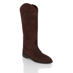 LAREDO - Ante Cafe Regina Romero Zapato Bota Botin Tacon Bajo Para Dama En Piel -Reginaromero Tienda de ventas Regina Romero bota botin Laredo ante cafe piel LV 3