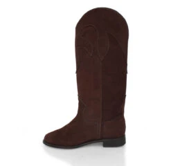 LAREDO - Ante Cafe Regina Romero Zapato Bota Botin Tacon Bajo Para Dama En Piel -Reginaromero Tienda de ventas Regina Romero bota botin Laredo ante cafe piel LV 4