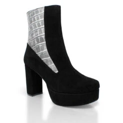 MARILINA 95 - Negro Y Plata Regina Romero Zapato Bota Botin Plataforma Tacon Alto Para Dama En Piel 14 MARILINA 95 - Negro Y Plata Regina Romero Zapato Bota Botin Plataforma Tacon Alto Para Dama En Piel -Reginaromero Tienda de ventas Regina Romero bota botin Marilina negro plata piel 4