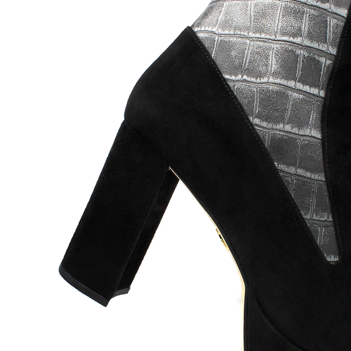 MARILINA 95 - Negro Y Plata Regina Romero Zapato Bota Botin Plataforma Tacon Alto Para Dama En Piel 9 MARILINA 95 - Negro Y Plata Regina Romero Zapato Bota Botin Plataforma Tacon Alto Para Dama En Piel - Imagen 9