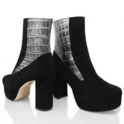 MARILINA 95 - Negro Y Plata Regina Romero Zapato Bota Botin Plataforma Tacon Alto Para Dama En Piel 19 MARILINA 95 - Negro Y Plata Regina Romero Zapato Bota Botin Plataforma Tacon Alto Para Dama En Piel -Reginaromero Tienda de ventas Regina Romero bota botin Marilina negro plata piel 7