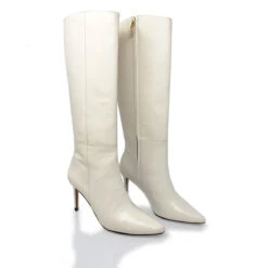 MITZY 75 - Latte Regina Romero Zapato Bota Larga Tacon Alto Para Dama En Piel -Reginaromero Tienda de ventas Regina Romero bota botin Mitzy latte piel 2