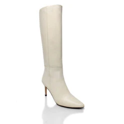 MITZY 75 - Latte Regina Romero Zapato Bota Larga Tacon Alto Para Dama En Piel -Reginaromero Tienda de ventas Regina Romero bota botin Mitzy latte piel 3