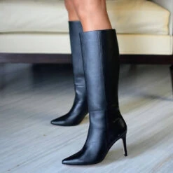 MITZY 75 - Negro Regina Romero Zapato Bota Larga Tacon Alto Para Dama En Piel -Reginaromero Tienda de ventas Regina Romero bota botin Mitzy negro piel 13