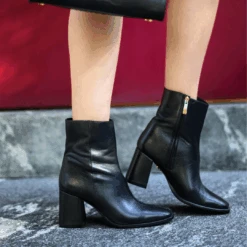MOSCU 75 - Negro Regina Romero Zapato Bota Botin Tacon Alto Para Dama En Piel -Reginaromero Tienda de ventas Regina Romero bota botin Moscu negro piel 11