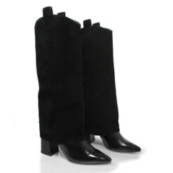 NADIA 75 - Negro Regina Romero Zapato Bota Larga Tacon Alto Para Dama En Piel -Reginaromero Tienda de ventas Regina Romero bota botin Nadia ante negro piel 2