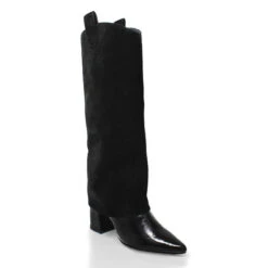 NADIA 75 - Negro Regina Romero Zapato Bota Larga Tacon Alto Para Dama En Piel -Reginaromero Tienda de ventas Regina Romero bota botin Nadia ante negro piel 3