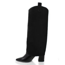 NADIA 75 - Negro Regina Romero Zapato Bota Larga Tacon Alto Para Dama En Piel -Reginaromero Tienda de ventas Regina Romero bota botin Nadia ante negro piel 4
