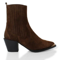 ROSARIO 70 - Chocolate Regina Romero Zapato Bota Botin Tacon Alto Para Dama En Piel