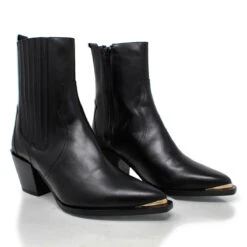 ROSARIO 70 - Negro Regina Romero Zapato Bota Botin Tacon Alto Para Dama En Piel -Reginaromero Tienda de ventas Regina Romero bota botin Rosario negro piel 2