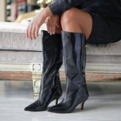 STASHA 50 - Negro Regina Romero Zapato Bota Larga Tacon Alto Para Dama En Piel -Reginaromero Tienda de ventas Regina Romero bota botin Stasha negro piel 6