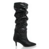 TORI 50 - Charol Negro Regina Romero Zapato Bota Larga Tacon Alto Para Dama En Piel