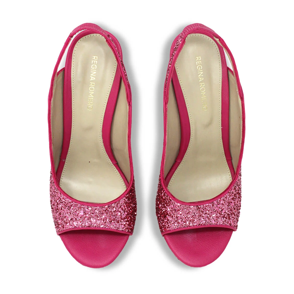 CHERYL 125 - Glitter Rosa Regina Romero Zapato Sandalia Plataforma Tacon Alto Para Dama En Piel 8 CHERYL 125 - Glitter Rosa Regina Romero Zapato Sandalia Plataforma Tacon Alto Para Dama En Piel - Imagen 8