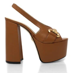 ERIN 150 - Miel Regina Romero Zapato Sandalia Plataforma Tacon Alto Para Dama En Piel