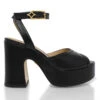 OLIMPIA 100 - Negro Regina Romero Zapato Sandalia Plataforma Tacon Alto Para Dama En Piel