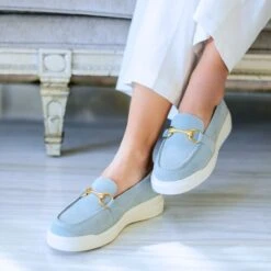 JUDY FLOW - Azul Claro Regina Romero Zapato Tenis Urbano Sport Para Dama En Piel -Reginaromero Tienda de ventas Regina Romero tenis urbano Judy flow ante azul 08