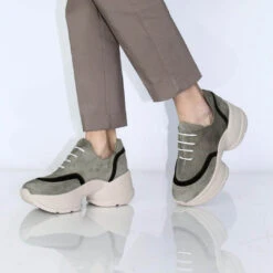 KIM 75 - Ante Verde Regina Romero Zapato Tenis Urbano Sport Para Dama En Piel -Reginaromero Tienda de ventas Regina Romero tenis urbano Kim ante verde piel 10