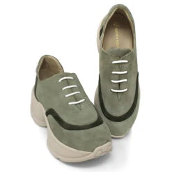 KIM 75 - Ante Verde Regina Romero Zapato Tenis Urbano Sport Para Dama En Piel -Reginaromero Tienda de ventas Regina Romero tenis urbano Kim ante verde piel 7