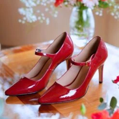 MARY JANE 75 - Charol Cherry Regina Romero Zapato Zapatilla Tacon Alto Para Dama En Piel -Reginaromero Tienda de ventas Regina Romero zapatilla Mary Jane charol rojo piel 9