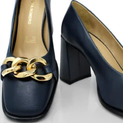 CASSIE 75 - Azul Marino Regina Romero Zapato Zapatilla Tacon Alto Para Dama En Piel -Reginaromero Tienda de ventas Regina Romero zapatilla New Cassie marino piel 7